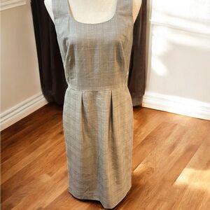 Calvin Klein Tan Cream Sheath Midi Dress Square Neck Sleeveless